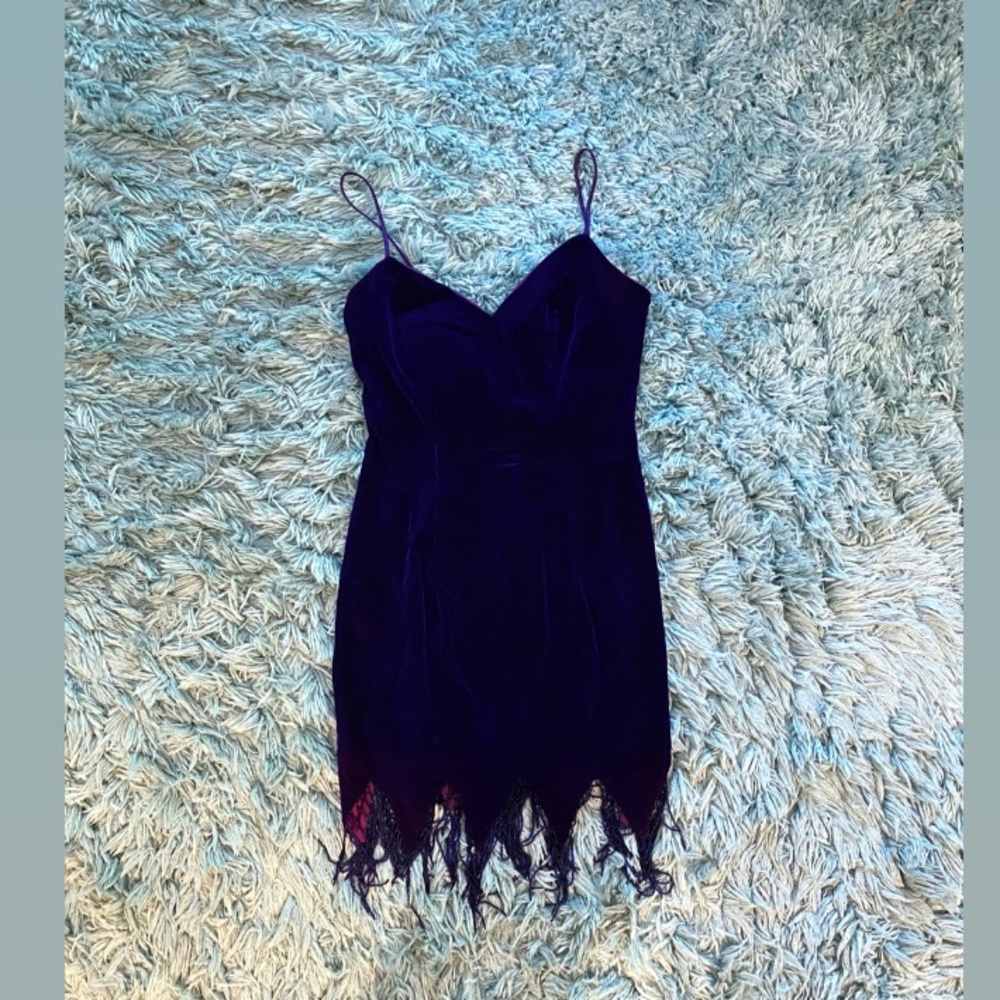 *SOLD* Vintage Purple Velvet Mini Dress 4